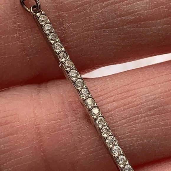 Stella and dot sterling silver long bar pendant crystal rhinestone dainty - Picture 7 of 9